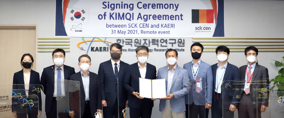 원자력연-SCK CEN 연구로 핵연료 성능검증 공동연구 온라인 화상 협약식 기념사진